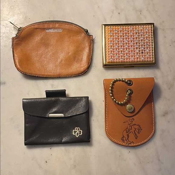 Set of 4 antique coin purses /holders/cases and compact - Picture 1 of 13